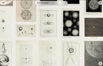 Screenshot of a search for astronomical drawings in Public Work
